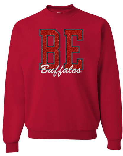Embroidered Glitter Berryton Buffalos Crew Sweatshirt