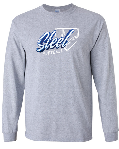 Steel Softball Gildan Ultra Cotton Long Sleeve T-Shirt