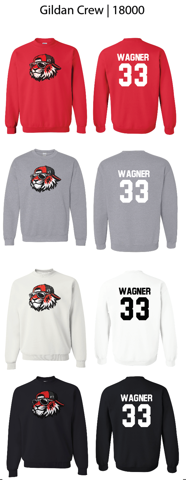 Cool Tiger Cap Crew Sweatshirts