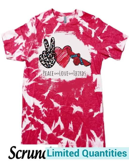 Peace - Love Tbirds Bleached T-Shirt Yxs / Heather Red Scrunch