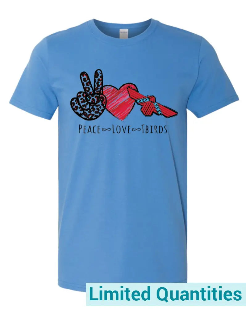 Peace - Love Tbirds Gildan Softstyle T-Shirt S / Columbia Blue No
