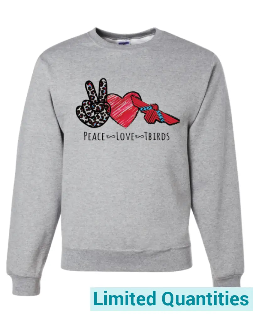 Peace ~ Love Tbirds Jerzees Nublend Crew Sweatshirt Yxs / Athletic Heather No