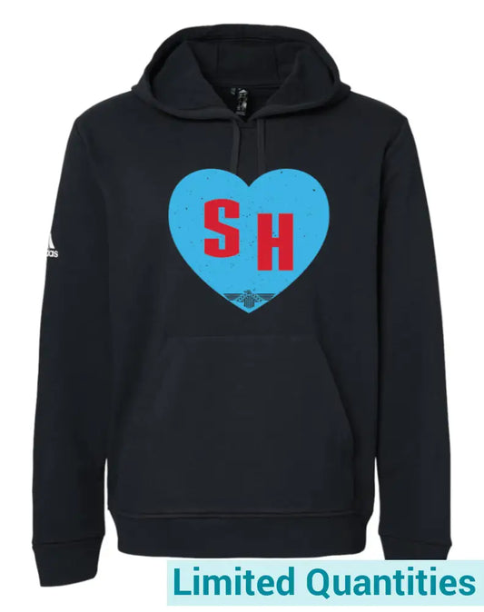 Sh Heart Adidas Fleece Hooded Sweatshirt Xs / Black No