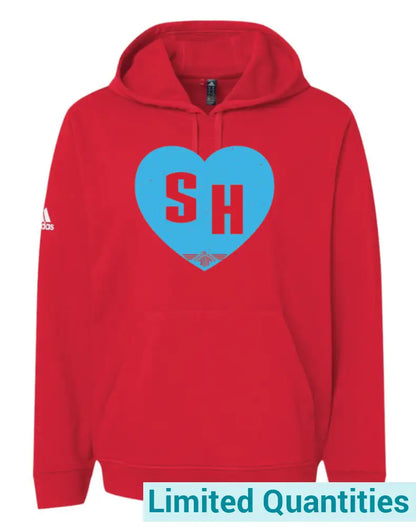 Sh Heart Adidas Fleece Hooded Sweatshirt Xs / Red No
